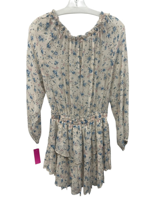 Loveshackfancy Size S Pink & blue Silk Keyhole Front Mini Long Sleeve Dress Pink & blue / S