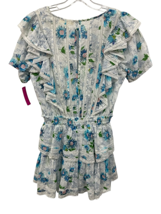 Loveshackfancy Size XS White & Multi Cotton Keyhole Back Floral Mini Dress White & Multi / XS