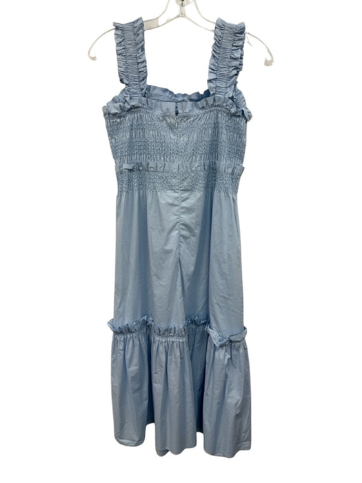 Sea New York Size XS Blue Cotton Smocked Bodice Sleeveless Pockets Midi Dress Blue / XS