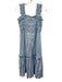 Sea New York Size XS Blue Cotton Smocked Bodice Sleeveless Pockets Midi Dress Blue / XS