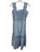 Sea New York Size XS Blue Cotton Smocked Bodice Sleeveless Pockets Midi Dress Blue / XS