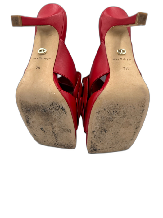 Dee Ocleppo Shoe Size 7.5 Red Leather Square Toe Rose Heel Pumps Red / 7.5