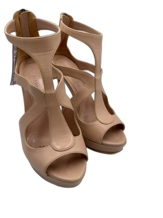 Alexander McQueen Shoe Size 37.5 Beige Leather Stiletto Peep Toe Cut Outs Pumps Beige / 37.5
