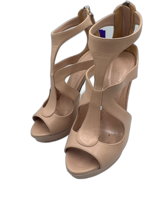 Alexander McQueen Shoe Size 37.5 Beige Leather Stiletto Peep Toe Cut Outs Pumps Beige / 37.5