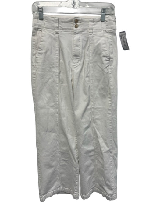 Paige Size 27 White Cotton Blend Pleat Detail High Rise Front Seam Crop Jeans White / 27