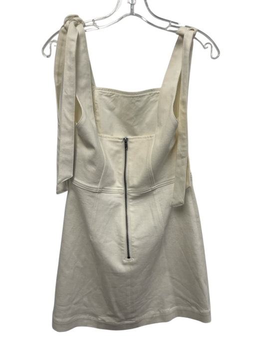 Alice + Olivia Size 6 Ivory White Cotton Blend Tie Straps Back Zip Mini Dress Ivory White / 6