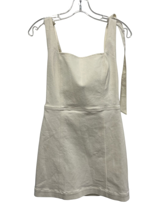 Alice + Olivia Size 6 Ivory White Cotton Blend Tie Straps Back Zip Mini Dress Ivory White / 6
