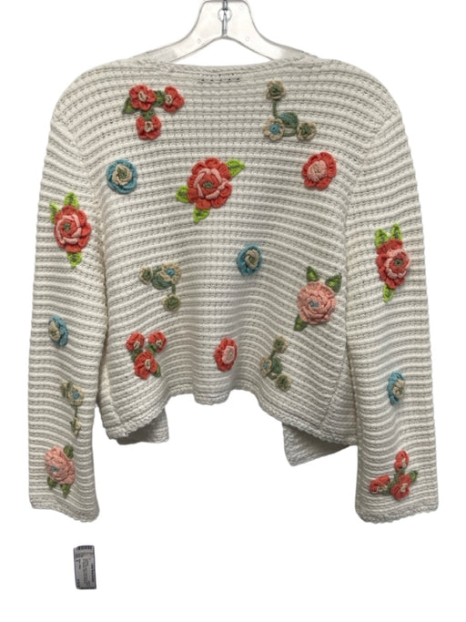 Alice + Olivia Size S White, Pink, Multi Cotton Blend crotchet Cardigan White, Pink, Multi / S