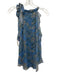 Veronica Beard Size 4 Blue, Green, Beige Silk Pintuck Floral Tie Neck Top Blue, Green, Beige / 4