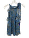Veronica Beard Size 4 Blue, Green, Beige Silk Pintuck Floral Tie Neck Top Blue, Green, Beige / 4