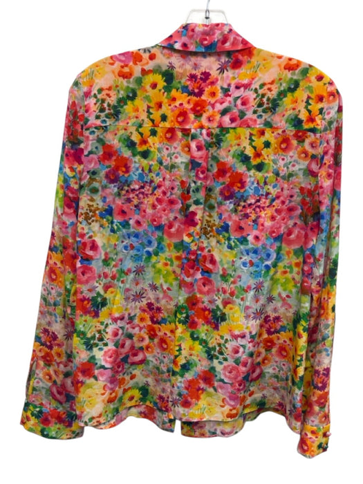 Alice + Olivia Size S Pink, Green, Multi Silk painted floral Long Sleeve Top Pink, Green, Multi / S