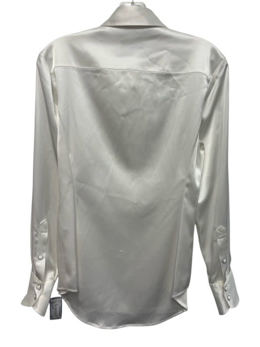 Rag & Bone Size S White Triacetate Blend Satin Snap Button Long Sleeve Top White / S