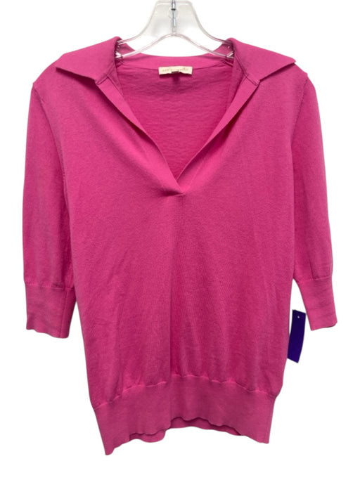 Ann Mashburn Size S Bubblegum Pink Cotton Collar Quarter Sleeve Top Bubblegum Pink / S