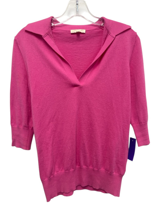 Ann Mashburn Size S Bubblegum Pink Cotton Collar Quarter Sleeve Top Bubblegum Pink / S