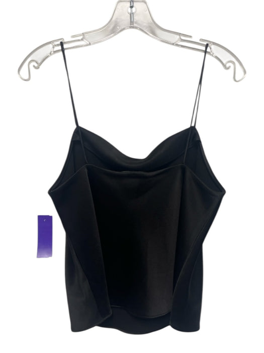 Alice + Olivia Size M Black Triacetate Blend Satin Cowl Neck Spaghetti Strap Top Black / M