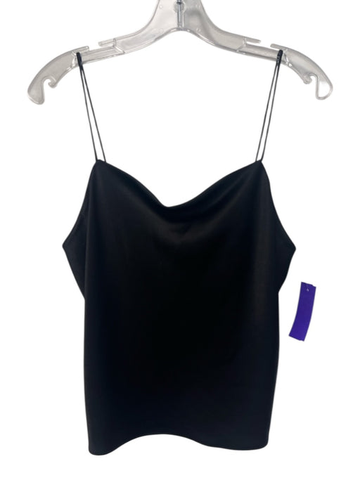 Alice + Olivia Size M Black Triacetate Blend Satin Cowl Neck Spaghetti Strap Top Black / M