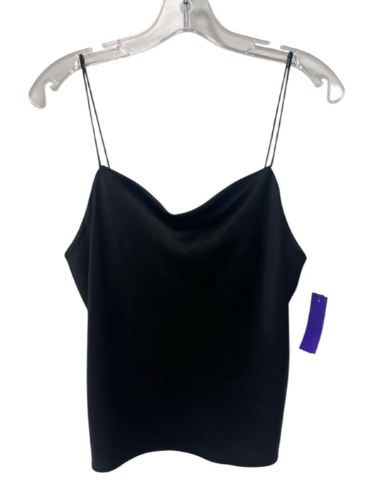 Alice + Olivia Size M Black Triacetate Blend Satin Cowl Neck Spaghetti Strap Top Black / M