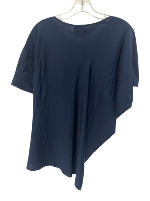 Lanvin Size 36 Navy Blue Silk Blend Asymmetric Dolman short sleeve Top Navy Blue / 36
