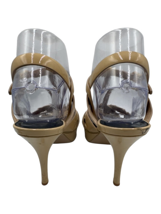 Saint Laurent Shoe Size 38 Beige Patent Leather Strappy Ankle Platform Sandals Beige / 38
