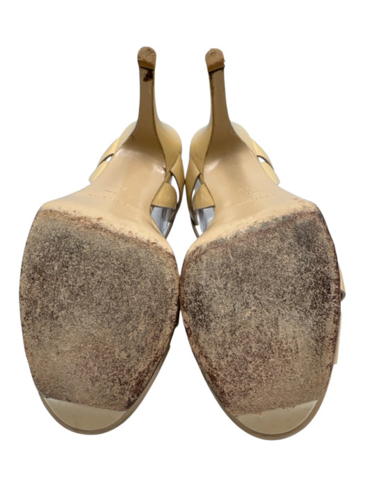 Saint Laurent Shoe Size 38 Beige Patent Leather Strappy Ankle Platform Sandals Beige / 38