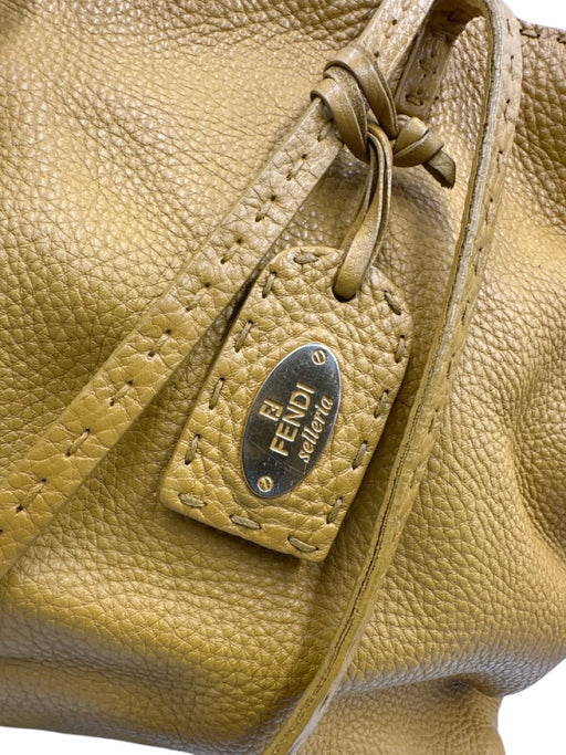 Fendi Mustard Yellow Pebble Leather Top Handles Open Top Tote Bag Mustard Yellow / M