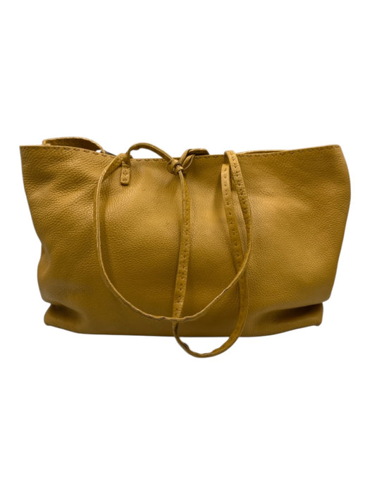 Fendi Mustard Yellow Pebble Leather Top Handles Open Top Tote Bag Mustard Yellow / M