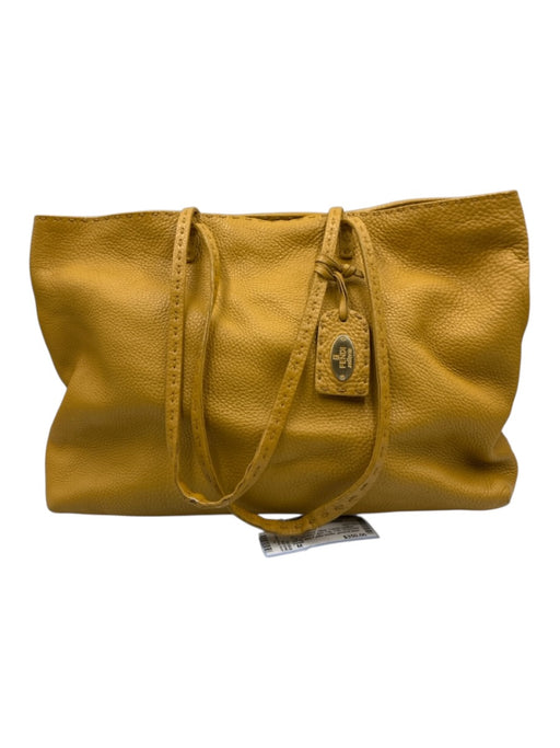 Fendi Mustard Yellow Pebble Leather Top Handles Open Top Tote Bag Mustard Yellow / M