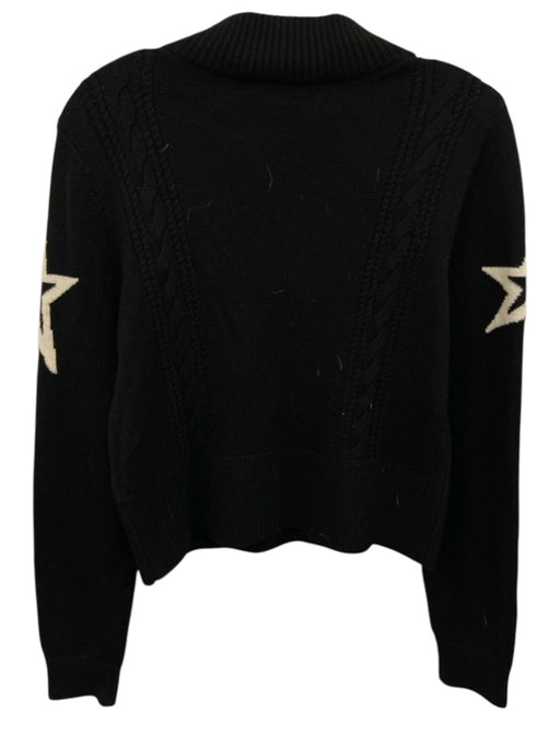 Perfect Moment Size L Black & White Merino Wool Mock Neck Knit Star Sweater Black & White / L