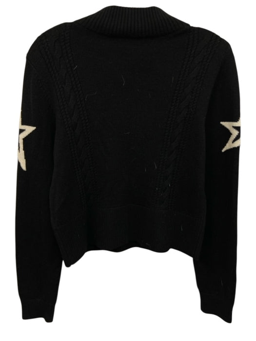 Perfect Moment Size L Black & White Merino Wool Mock Neck Knit Star Sweater Black & White / L