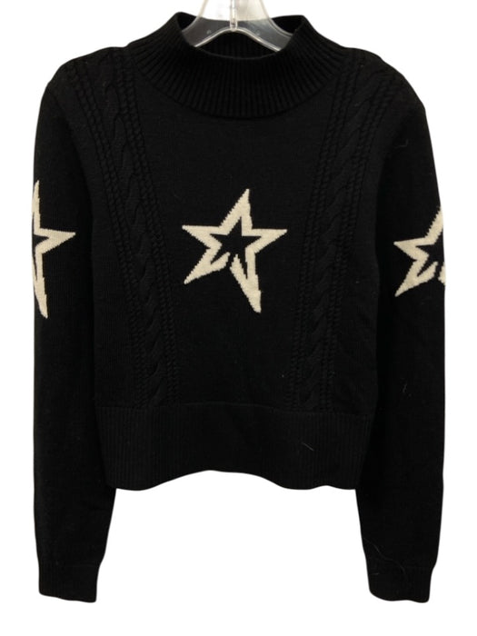 Perfect Moment Size L Black & White Merino Wool Mock Neck Knit Star Sweater Black & White / L
