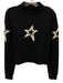 Perfect Moment Size L Black & White Merino Wool Mock Neck Knit Star Sweater Black & White / L