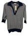 Ann Mashburn Size S Blue & White Cotton & Nylon Horizontal Stripes Knit Polo Top Blue & White / S