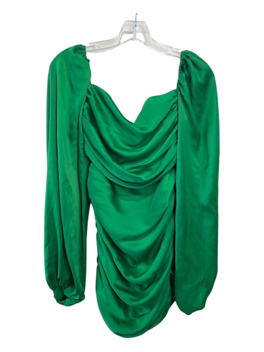 Nookie Size S Green Polyester Square Neck Long Sleeve Rouched Mini Dress Green / S