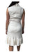 Alaia Size S/40 Cream Print Wool & Viscose Folded Collar Sleeveless Hem Dress Cream Print / S/40