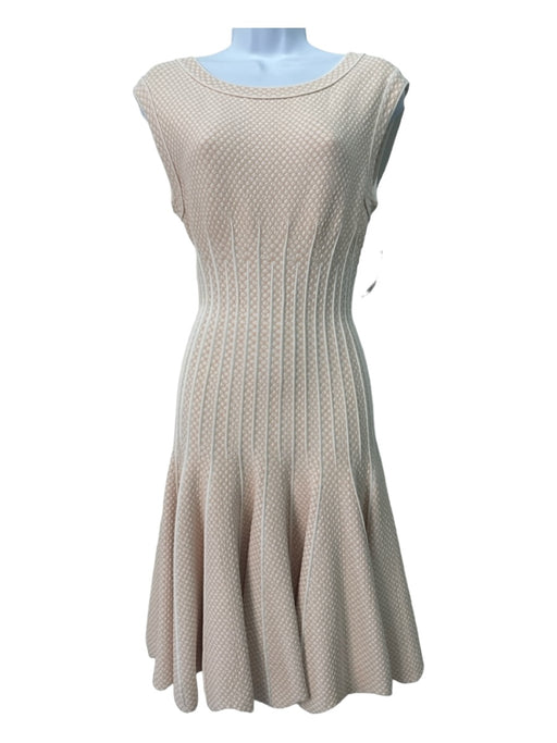 Alaia Size 38 Beige & White Viscose & Polyamide Polka Dots Knit Sleeveless Dress Beige & White / 38