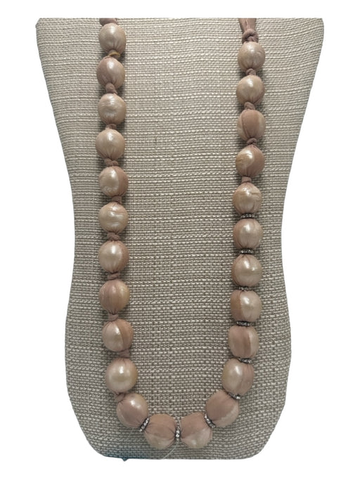 Lanvin Beige Tulle Beaded Tie Closure Embellished Detail Necklace Beige