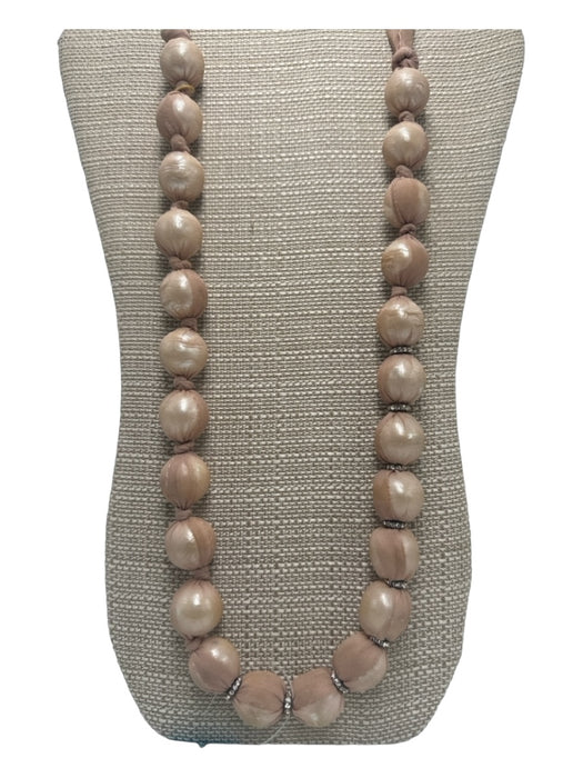 Lanvin Beige Tulle Beaded Tie Closure Embellished Detail Necklace Beige