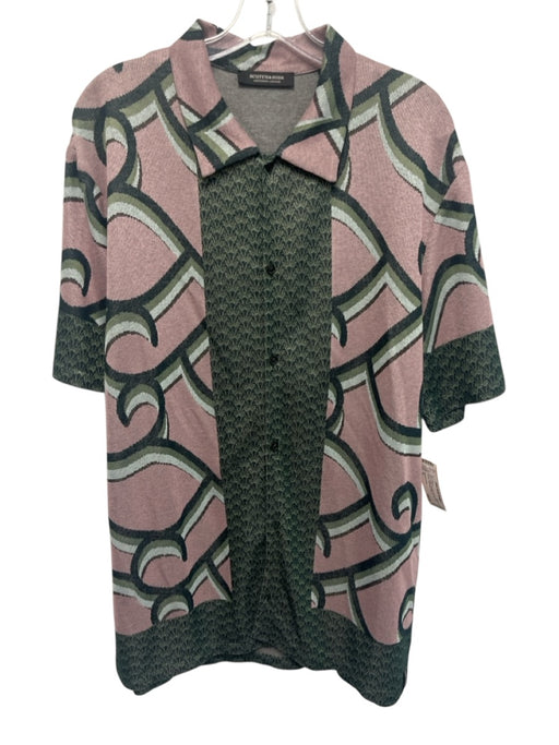 Scotch & Soda Size XL Pink & Green Viscose All Over Print Buttons Short Sleeve Pink & Green / XL