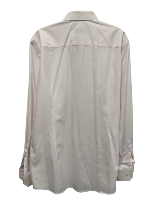 Eton Size 17 Pink & White Cotton Grid Button Down Men's Long Sleeve Shirt Pink & White / 17
