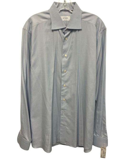 Eton Size 17 Blue & Yellow Cotton Plaid Button Down Men's Long Sleeve Shirt Blue & Yellow / 17