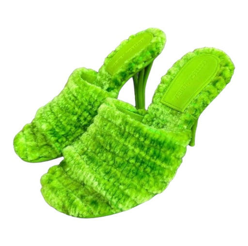Bottega Veneta Shoe Size 37 Green Velour Fuzzy Mule Heel Sandals Green / 37