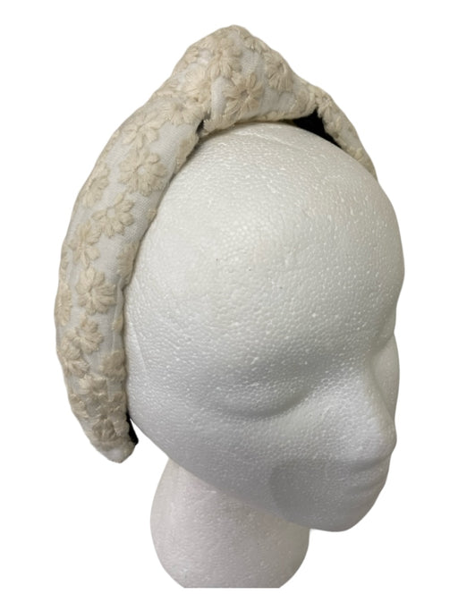 Lele Sadoughi White & Ivory Cotton Floral Embroidered Knot Headband White & Ivory