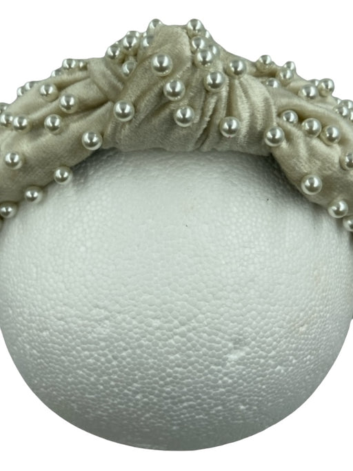 Lele Sadoughi Cream & White Velvet Faux Pearl Velvet Knot Headband Cream & White