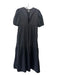 En Saison Size XS Black Cotton Blend Tiered Puff Sleeve Open Tie Back Maxi Dress Black / XS