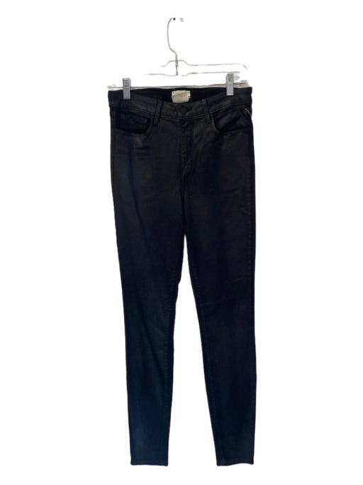 L'agence Size 27 Black Cotton Blend Coated High Waist 5 Pocket Skinny Jeans Black / 27