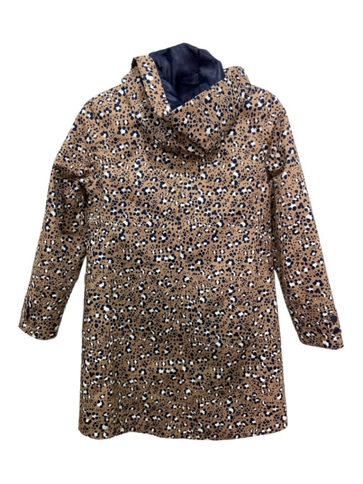 Boden Size 8 Tan, Navy, White Polyester Blend Button & Zip Front Leopard Coat Tan, Navy, White / 8