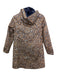 Boden Size 8 Tan, Navy, White Polyester Blend Button & Zip Front Leopard Coat Tan, Navy, White / 8