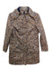 Boden Size 8 Tan, Navy, White Polyester Blend Button & Zip Front Leopard Coat Tan, Navy, White / 8