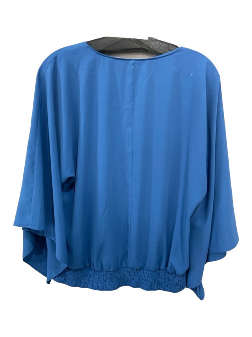 Amanda Uprichard Size Large Blue Polyester Bell Sleeve smocked V Neck Top Blue / Large