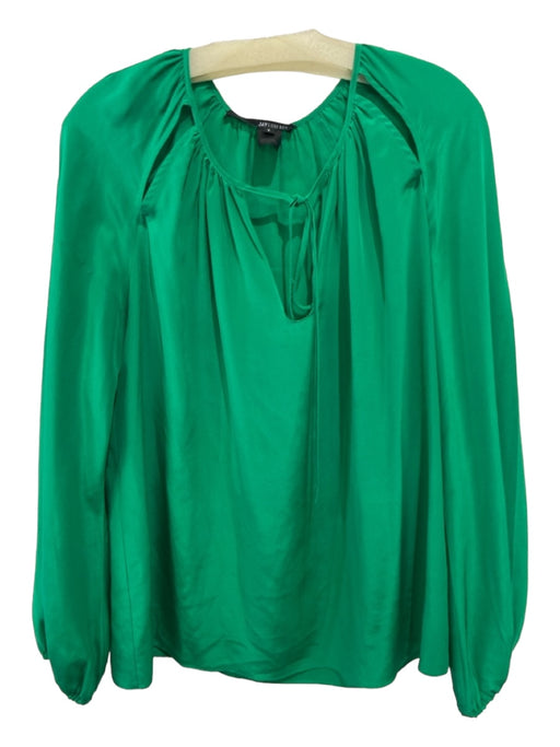 Jay Godfrey Size 6 Green Silk Long Sleeve Cut Outs Front Tie Top Green / 6